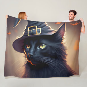 Manta Polar Halloween del gato negro