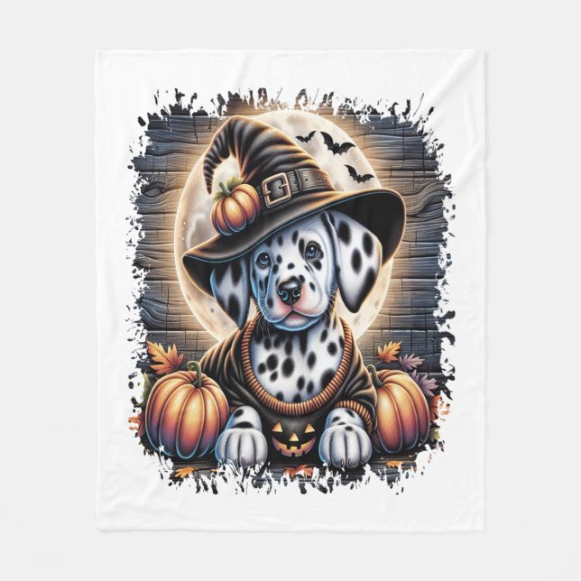 Manta Polar Halloween del perro de Dalmacia (Anverso)