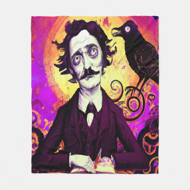 Manta Polar Halloween, Edgar Allen Poe, Raven, Nevermore (Anverso)