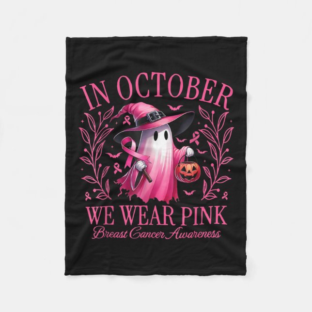 Manta Polar Halloween En Octubre Usamos Cáncer De Mama Rosa (Anverso)
