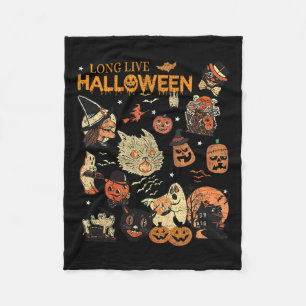 Manta Polar Halloween en vivo Vintage Pumpkin Witch Ghost Blac