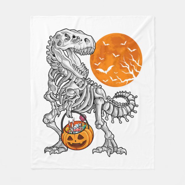 Manta Polar Halloween es para niños Dinosaur Skeleton T rex (Anverso)