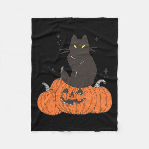 Manta Polar Halloween Fall Spookan Cat Con Calabaza