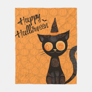 Manta Polar Halloween/gato/calabaza/otoño