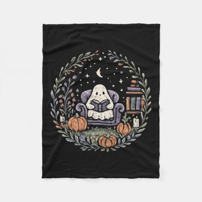 Manta Polar Halloween Ghost Reading Book Lover Tee Long Sleeve (Anverso)