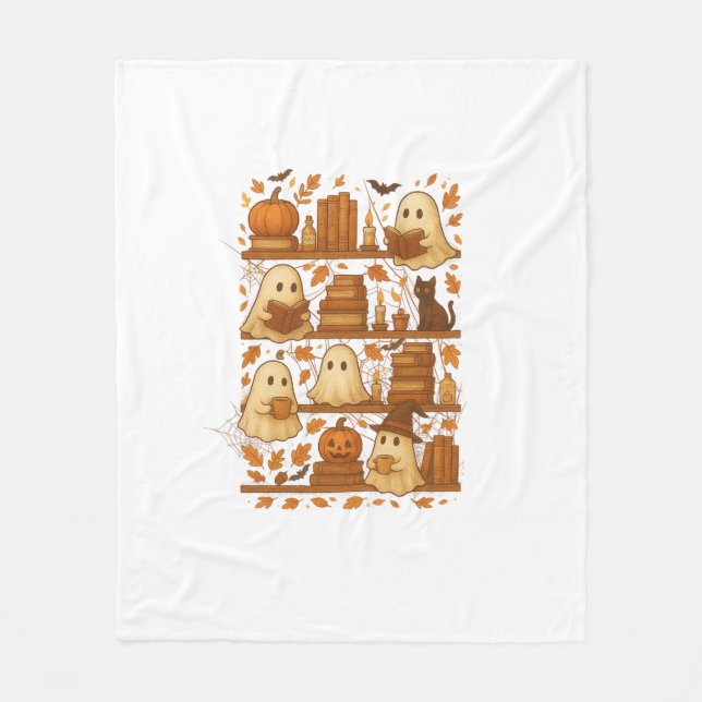 Manta Polar Halloween Ghost Reading Books Lover (Anverso)
