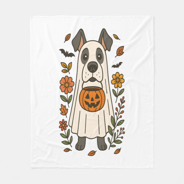 Manta Polar Halloween Great Dane Flowers (Anverso)