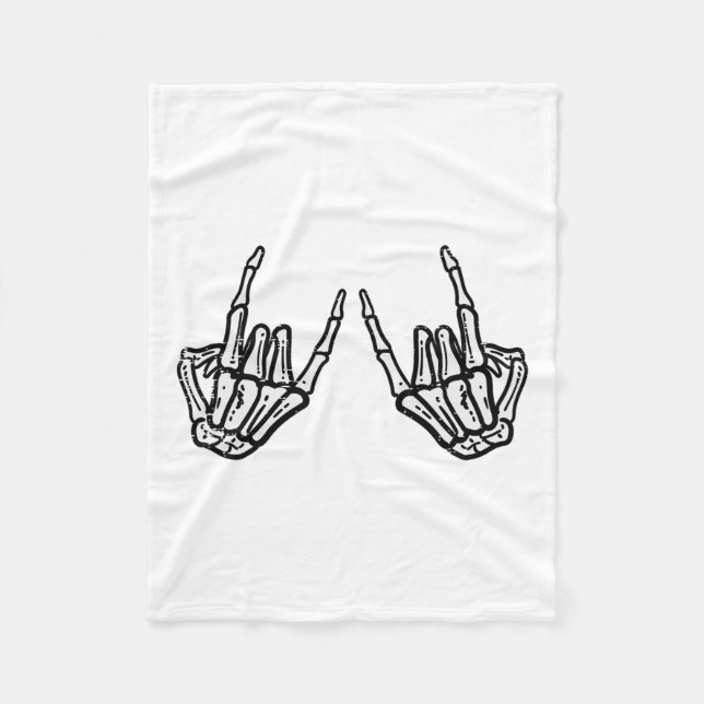 Manta Polar Halloween Halloween Retro del esqueleto del rock d (Anverso)