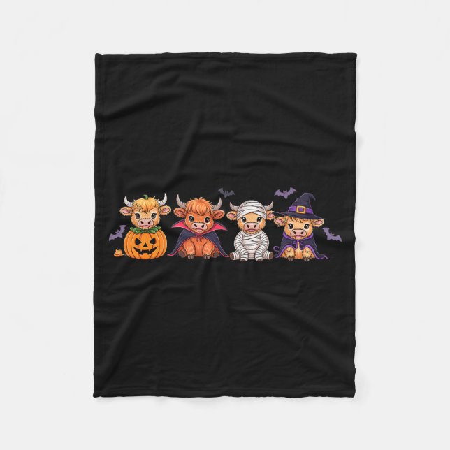 Manta Polar Halloween Highland Cow  (Anverso)