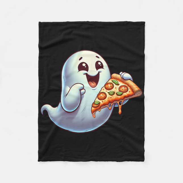Manta Polar Halloween Hombres Fantasma Comer Pizza Halloween N (Anverso)