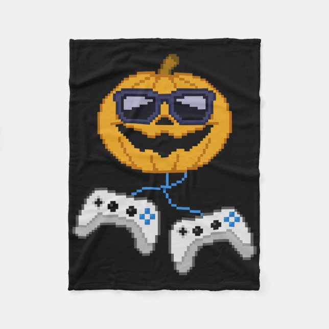 Manta Polar Halloween Jack O Lantern Pixelated Gaming Gamer Bo (Anverso)