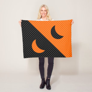 Manta Polar Halloween Lunares Negros y Naranjas