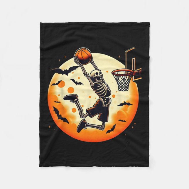 Manta Polar Halloween masculino esqueleto Baloncesto Halloween (Anverso)
