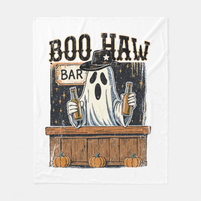 Manta Polar Halloween Occidental retro de Boo Haw (Anverso)