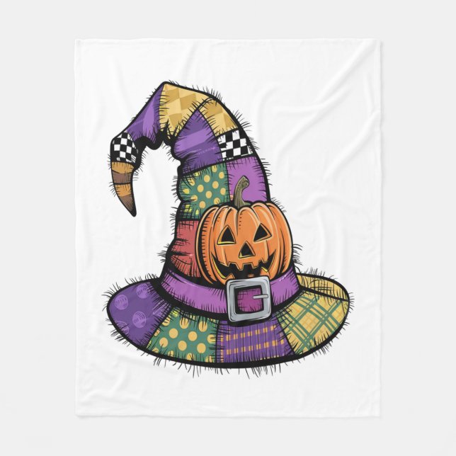 Manta Polar Halloween Patchwork Witch Gorra Spooky (Anverso)