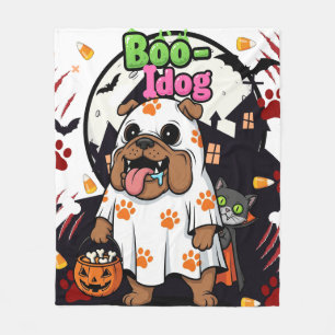 Manta Polar Halloween Perro "Boo Idog" dulce perro fantasma