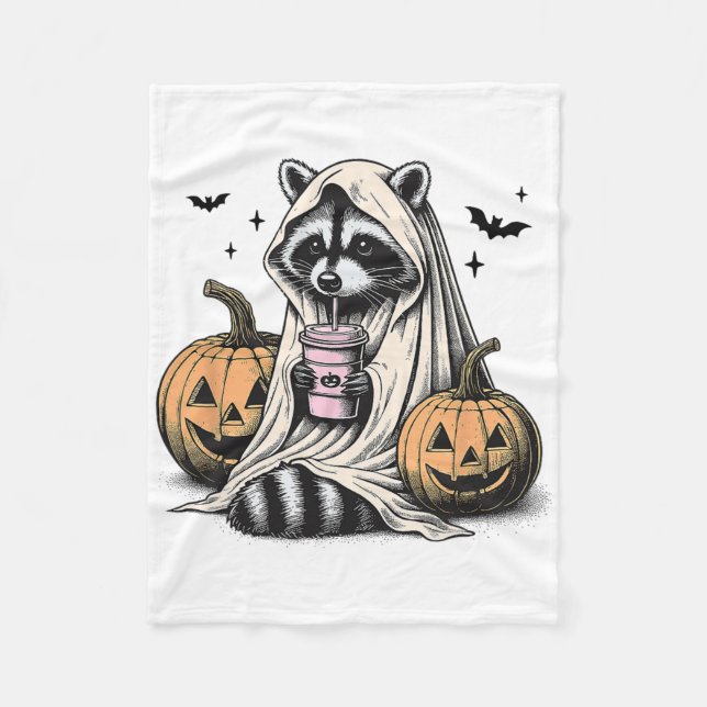 Manta Polar Halloween Raccoon Ghost (Anverso)
