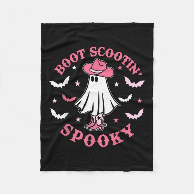 Manta Polar Halloween Rosa Occidental Cowboy Ghost Boot Scooti (Anverso)