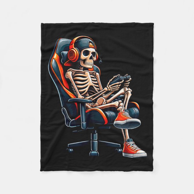 Manta Polar Halloween Shirts Skeleton Gamer Video Gaming Boys  (Anverso)