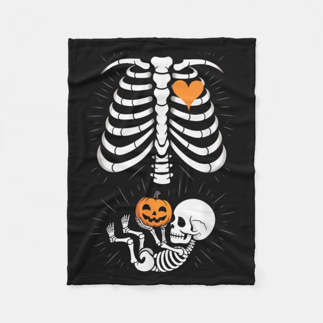 Manta Polar Halloween Skeleton Baby Rib Cage Maternity Pregnan (Anverso)