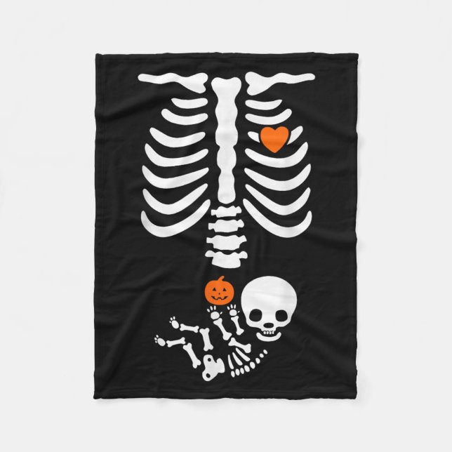 Manta Polar Halloween Skeleton Baby Rib Cage Pregnant Pumpkin  (Anverso)