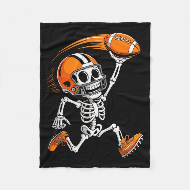 Manta Polar Halloween Skeleton Funny Football Shirt For Teens  (Anverso)