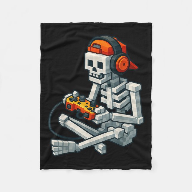 Manta Polar Halloween Skeleton Gamer Pixel Video Gaming Boys M (Anverso)