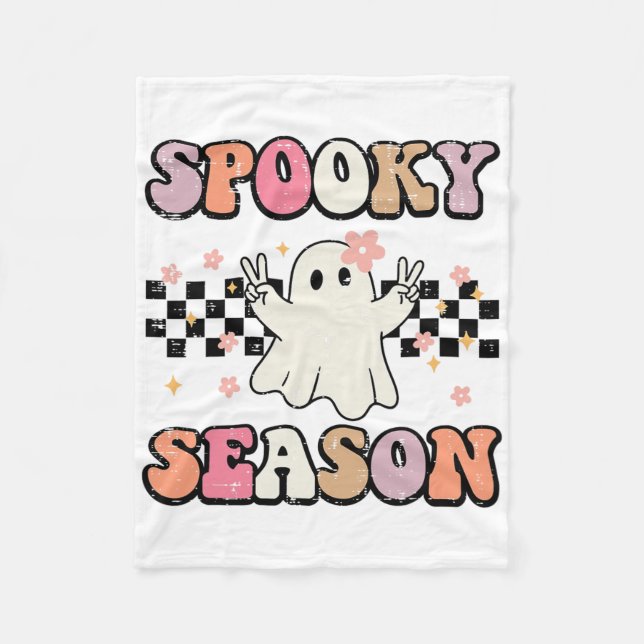 Manta Polar Halloween Spooky Season Ghost Peace Costuve Mujere (Anverso)