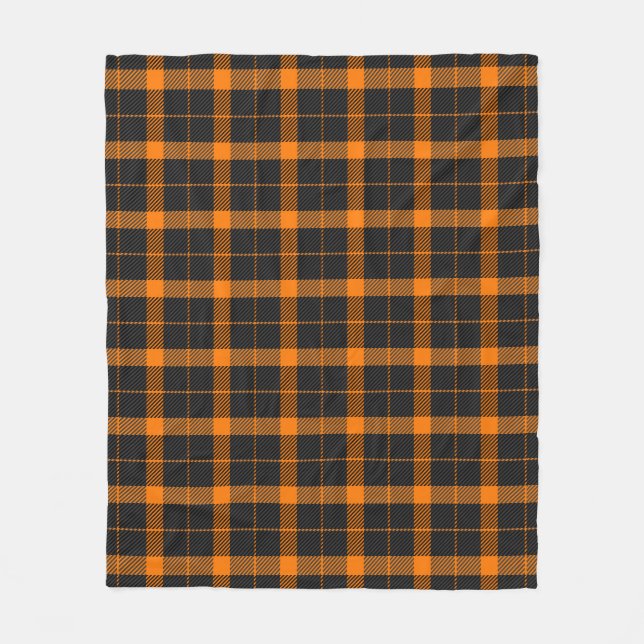 Manta Polar Halloween Tartan plaid. Scottish pattern in orange (Anverso)