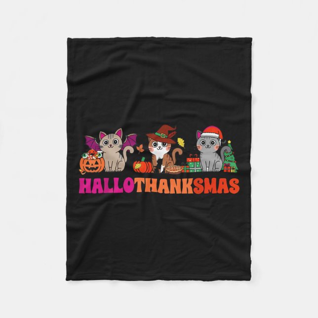 Manta Polar Halloween Thanksgiving Christmas Happy Hallothanks (Anverso)