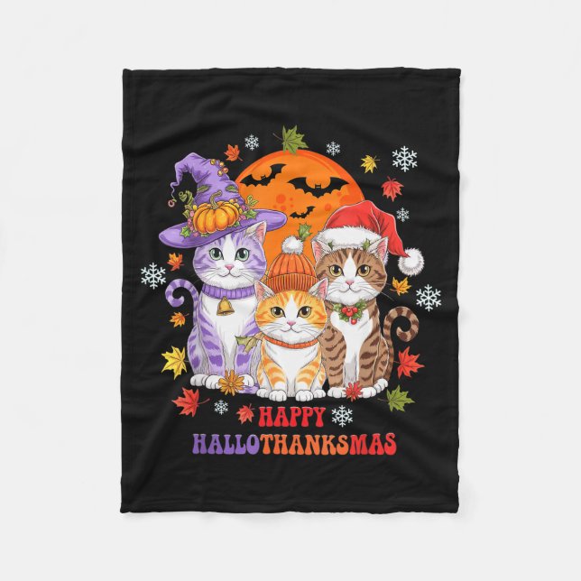 Manta Polar Halloween Thanksgiving Christmas Happy Hallothanks (Anverso)