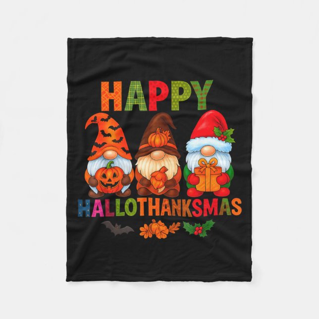 Manta Polar Halloween Thanksgiving Christmas Happy Hallothanks (Anverso)