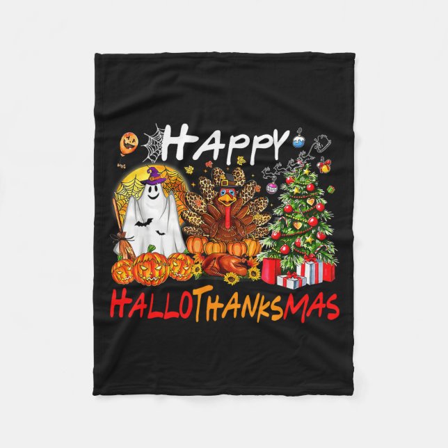Manta Polar Halloween Thanksgiving Christmas Turkey Happy Hall (Anverso)