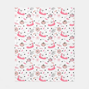 Manta Polar Halloween Tropical Lindo – Fantasmas y Flamencos