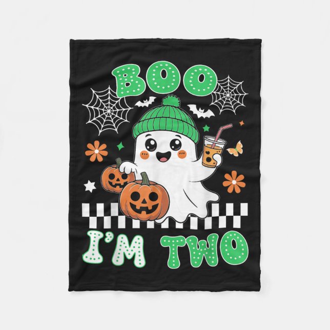 Manta Polar Halloween Two Birthday Boo Im Two Groovy Birthday  (Anverso)