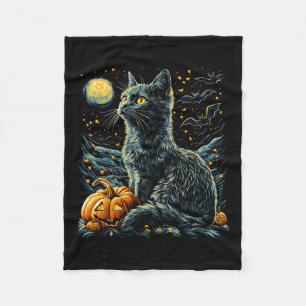 Manta Polar Halloween Van Gogh Starry Night Black Cat Pumpkins