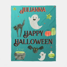 Manta Polar Halloween Verde azulado y verde