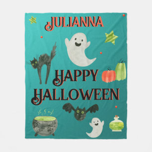Manta Polar Halloween Verde azulado y verde