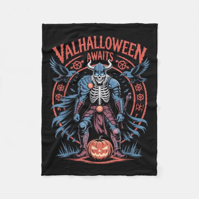 Manta Polar Halloween Viking Warrior - Corre Y Ravens - Valh (Anverso)
