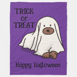Manta Polar Halloween Whimsical Cute Ghost Dog Purple