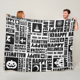 Manta Polar Halloween Whimsical Guay Typography Pattern Black