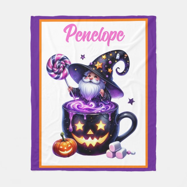 Manta Polar Halloween Wizard In Pumpkin Mug Lollipop Magic (Anverso)