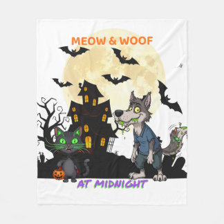 Manta Polar Hallween "Meow & Woof at Midnight" Cat & Werewolf