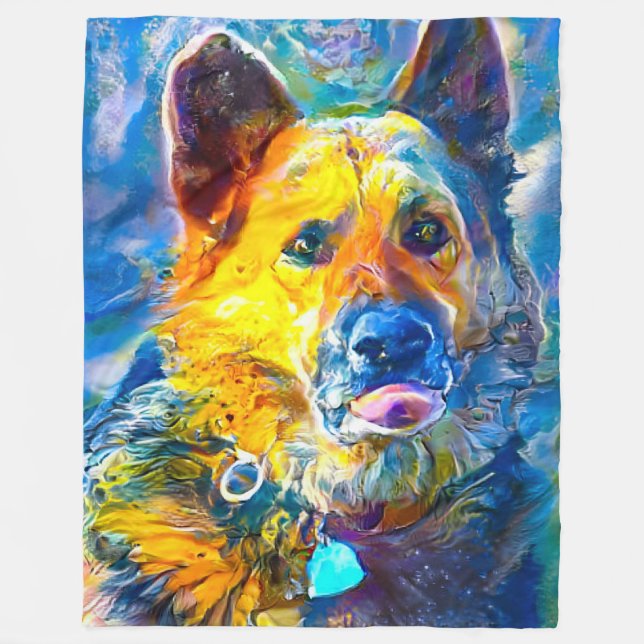 Manta Polar Halo: Retrato de un pastor alemán (Anverso)