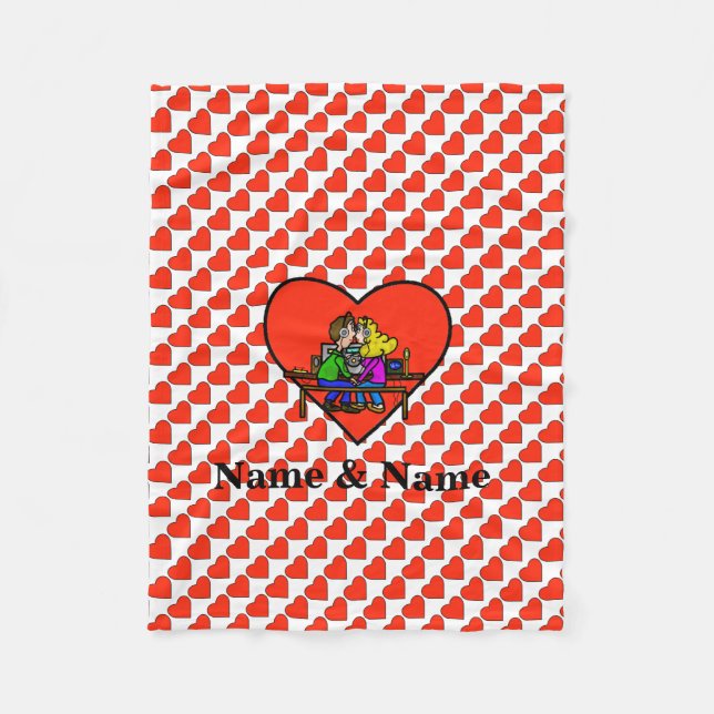 Manta Polar Ham Radio Kissing Couple Fleece Blanket Personaliz (Anverso)