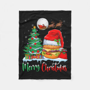 Manta Polar Hamburguesa usando Navidad de Santa Hat - Feliz Na