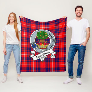 Manta Polar Hamilton Moderno Tartán de Clan Insignia a Cuadros