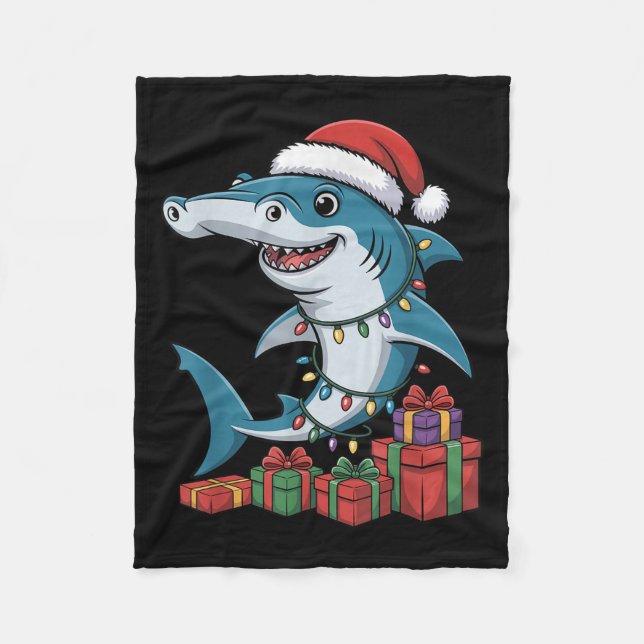 Manta Polar Hammerhead Shark Santa Hat Navidades Funny Marine (Anverso)