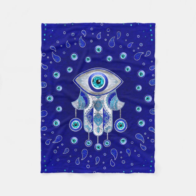 Manta Polar Hamsa Hand-Evil Eye Amulet (Anverso)