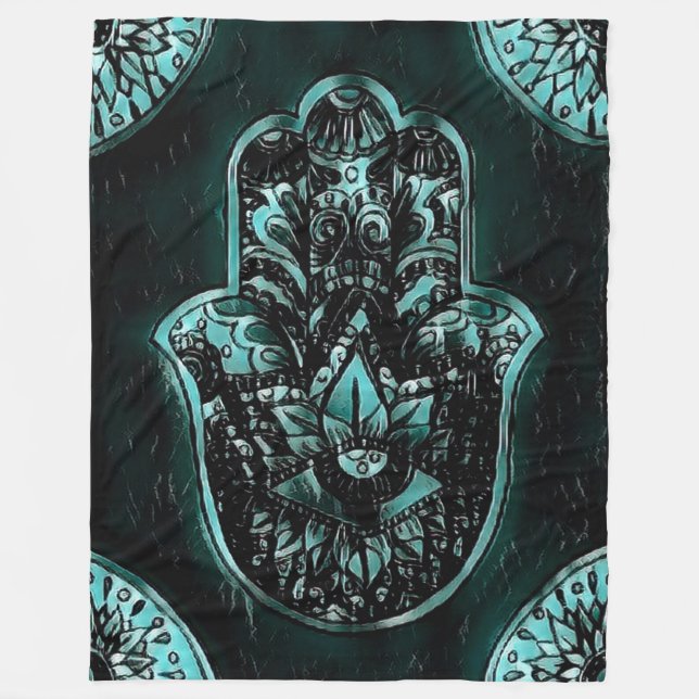 Manta Polar Hamsa Mano Fatima Mal Ojos Arte (Anverso)